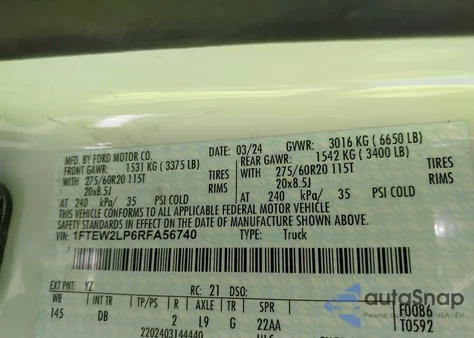 2024 Ford F-150 Stx from USA, damaged, VIN 1FTEW2LP6RFA56740